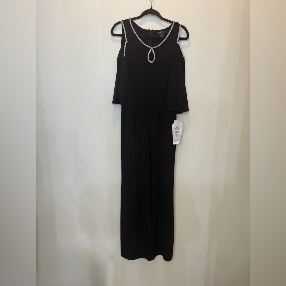 NWT MSK Elegant‎ Black Women's Jumpsuit With Rhinestones - Size M